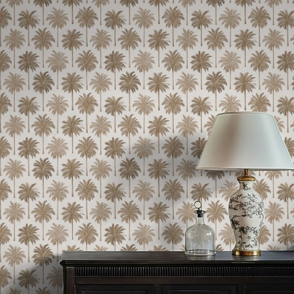 Burriana Beige - Wallpaper - Beige - Living room - Tree - Blue Monkey - Non-Woven