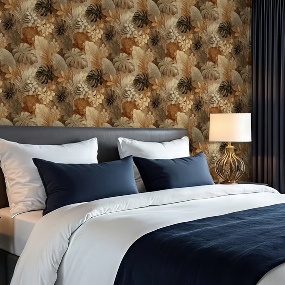 Nadim Beige - Wallpaper - Beige - Bedroom - Leaf - Blue Monkey - Non-Woven