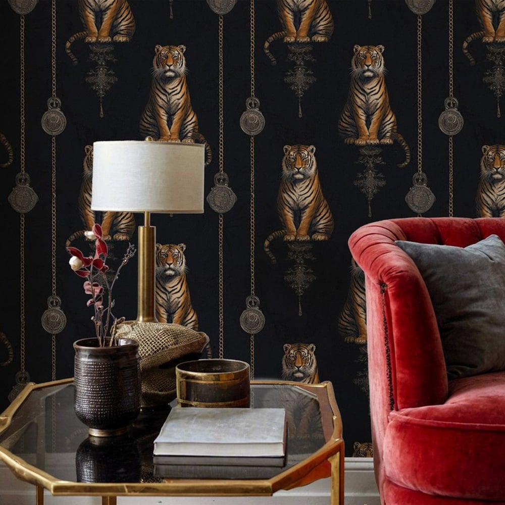 Marangu Grey - Wallpaper - Grey - Living room - Animal - Blue Monkey - Non-Woven