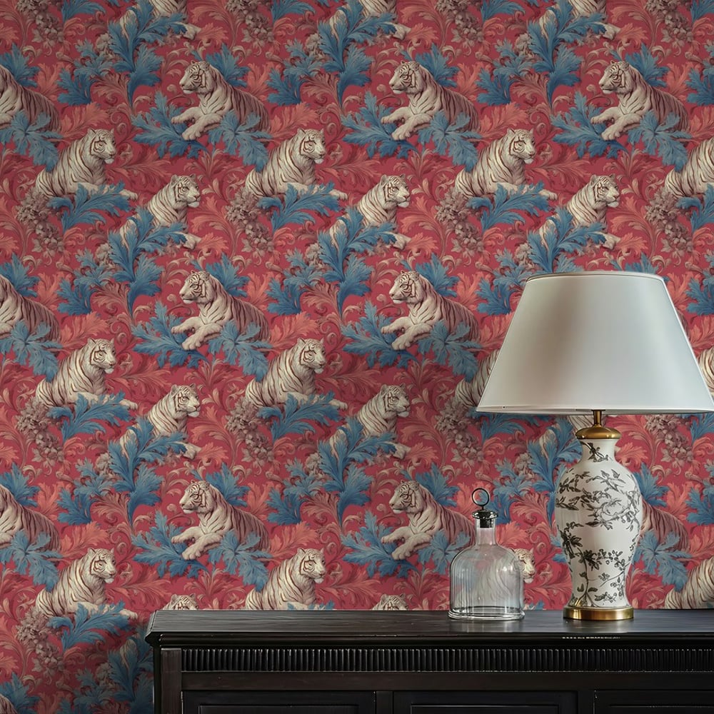 Nakuru Pink - Wallpaper - Pink - Living room - Animal - Blue Monkey - Non-Woven