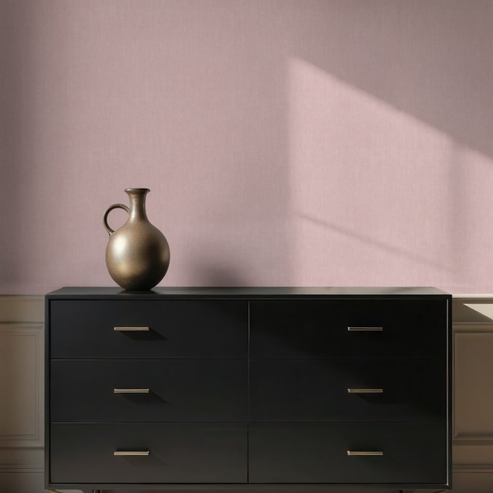 Linnedvæv Pink - Tapet - Lyserød - Børneværelse - Tekstilimitation - Studio Surface - Non-Woven