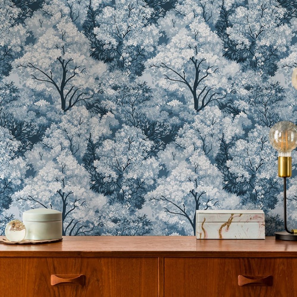 Oskar Blue - Papiers peints - Bleu - Chambre d’adolescent - Feuille - in between - Intissé