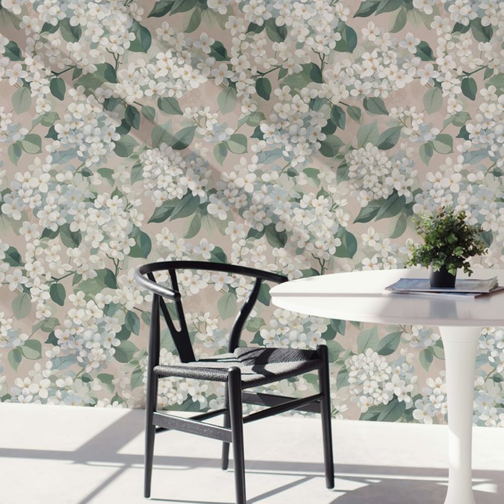 Petronella Beige - Wallpaper - Beige - Teenager's room - Floral - in between - Non-Woven