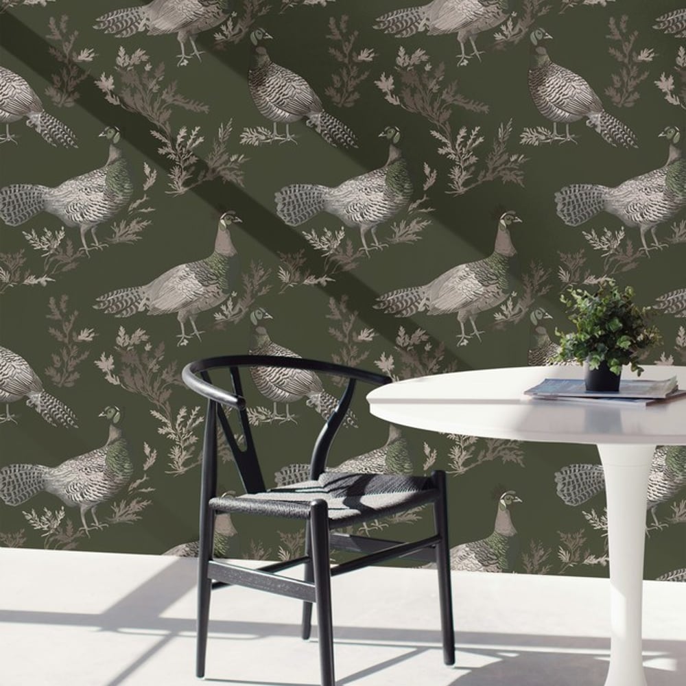 Tord Green - Wallpaper - Green - Teenager's room - Birds - in between - Non-Woven