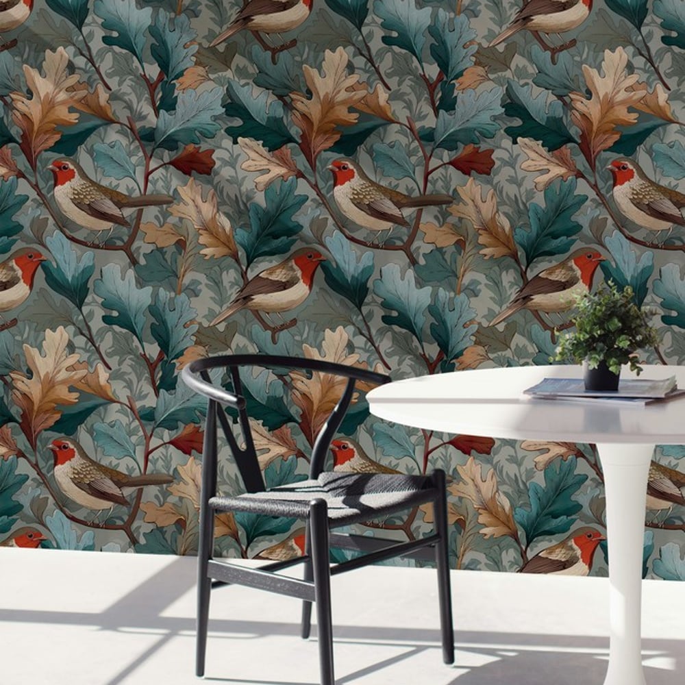 Linus Blue - Papiers peints - Bleu - Chambre d’adolescent - Oiseaux - in between - Intissé