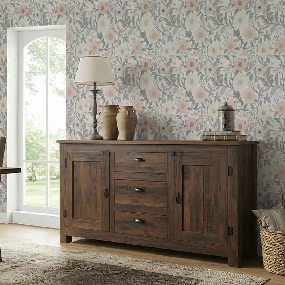 Angelica Light Blue - Wallpaper - Blue - Bedroom - Floral - Scandza - Non-Woven