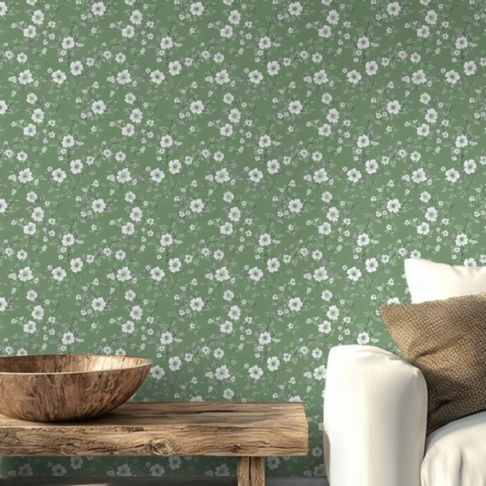 Bianca Green - Papiers peints - Vert - Salon - Floral - Scandza - Intissé