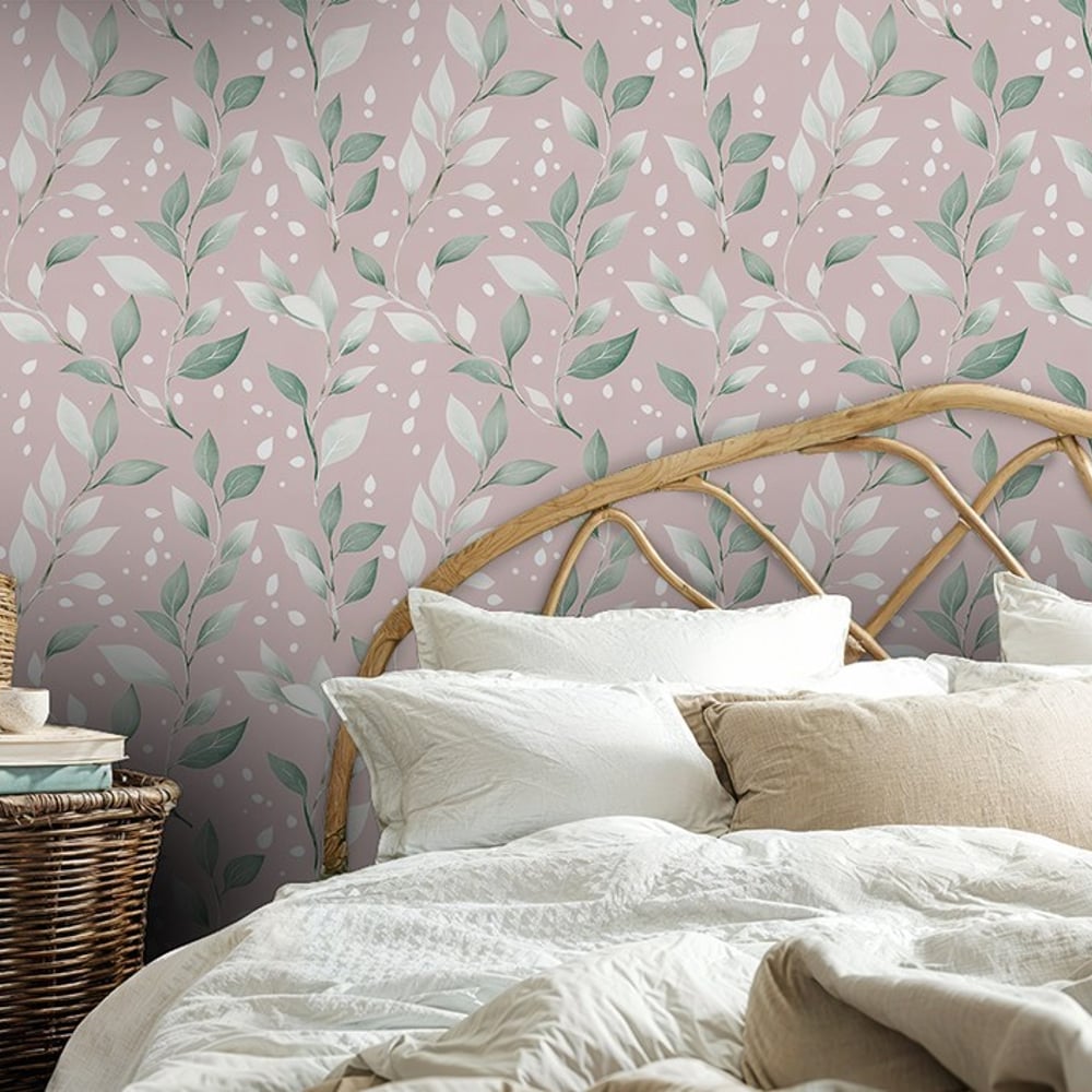 Filip Pink - Papiers peints - Rose - Chambre d’enfant - Feuille - Scandza - Intissé