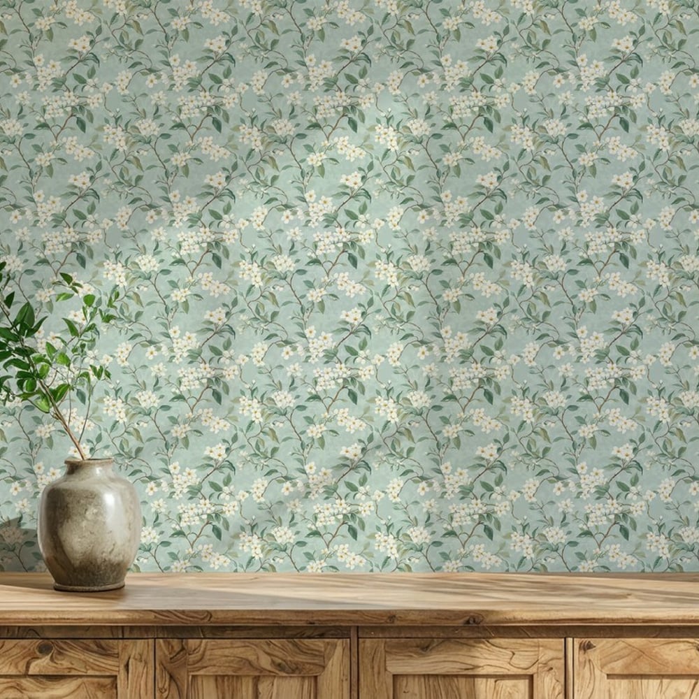 Ingalill Blue - Papiers peints - Bleu - Salon - Floral - Scandza - Intissé