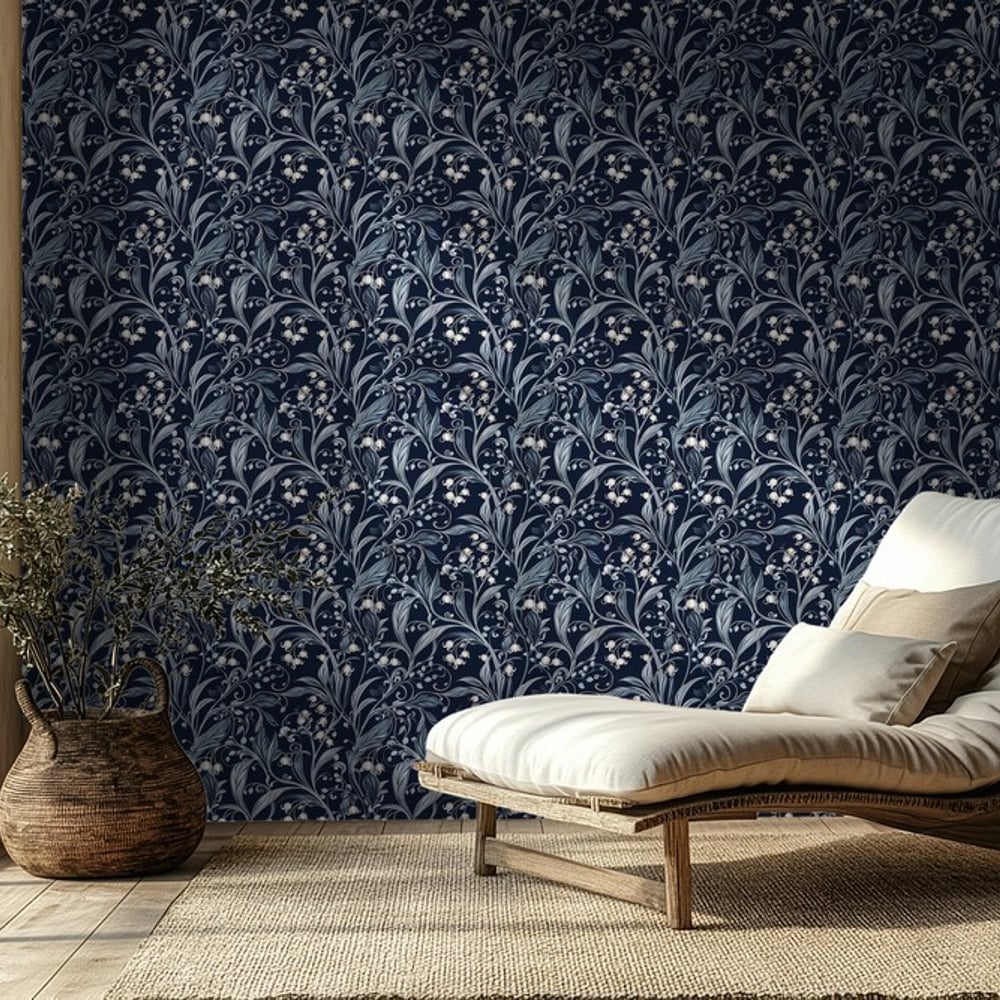 Lage Blue - Papiers peints - Bleu - Salon - Floral - Scandza - Intissé