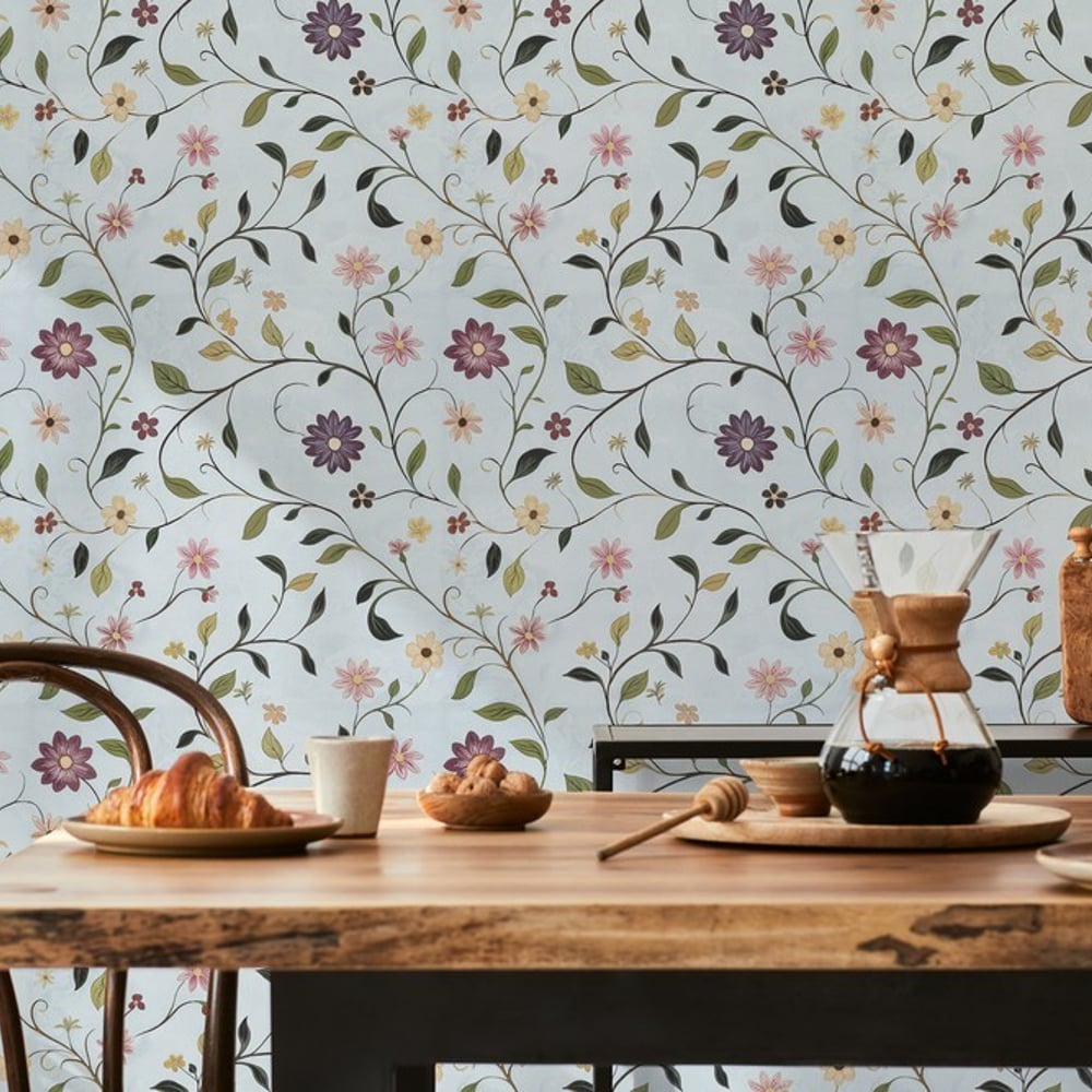 Boel Blue - Papiers peints - Bleu - Entrée - Floral - Scandza - Intissé