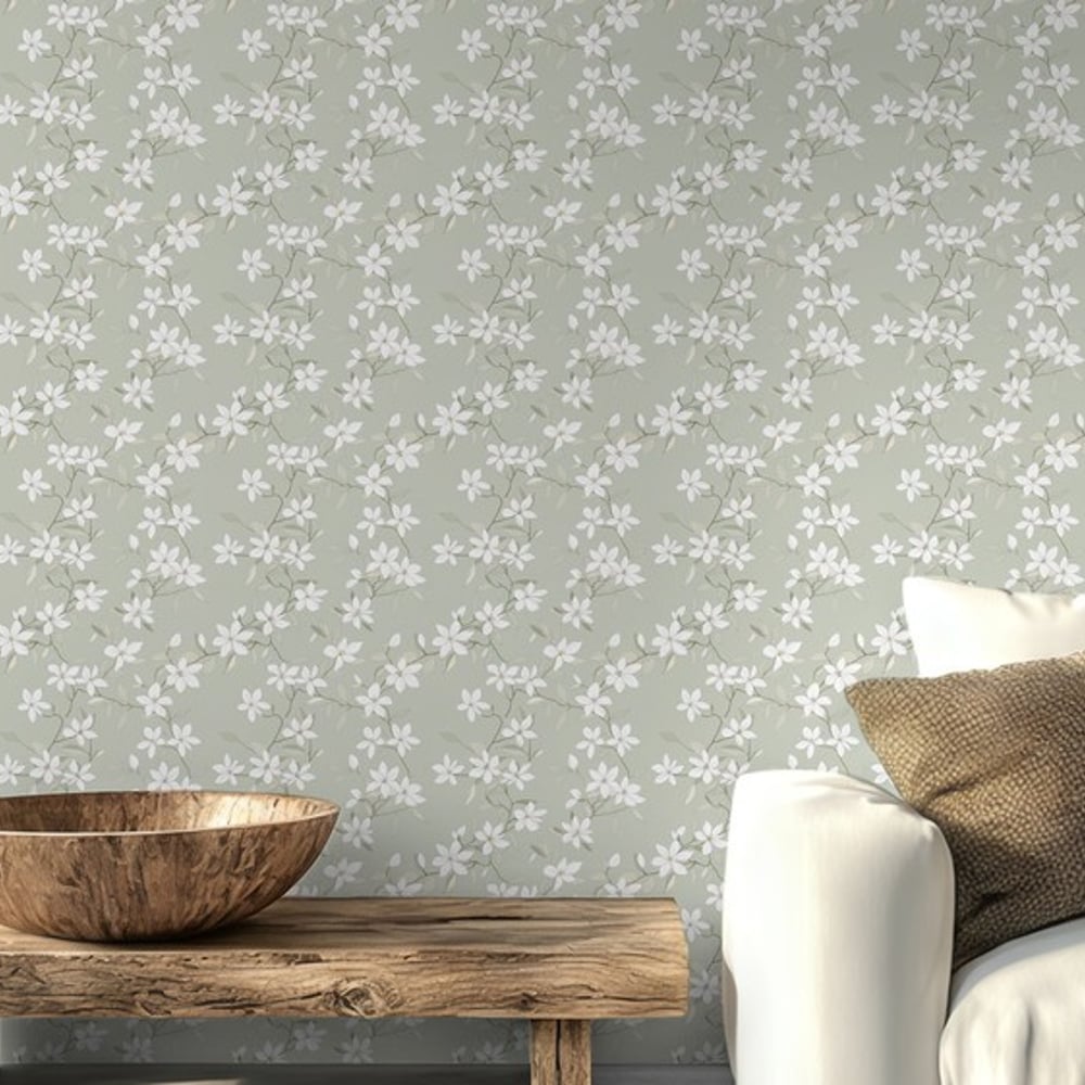Ellie Green - Papiers peints - Vert - Salon - Floral - Scandza - Intissé