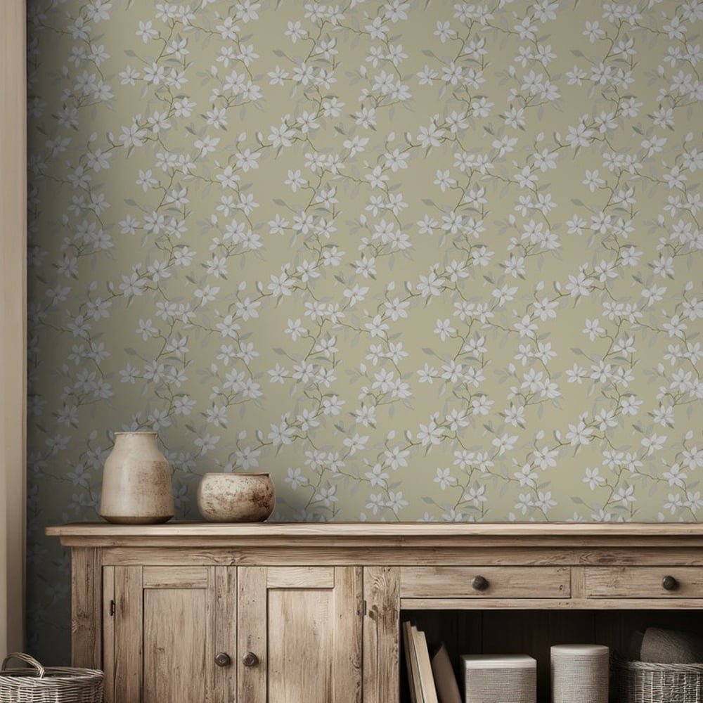 Ellie Yellow - Papiers peints - Jaune - Salon - Floral - Scandza - Intissé