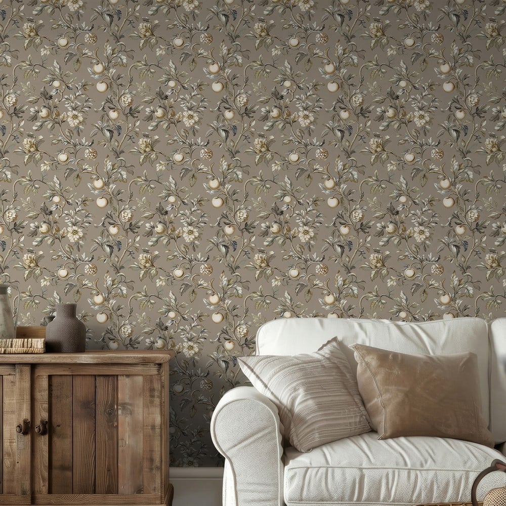 Ingelstad Brown - Papiers peints - Marron - Salon - Fruit - Scandza - Intissé
