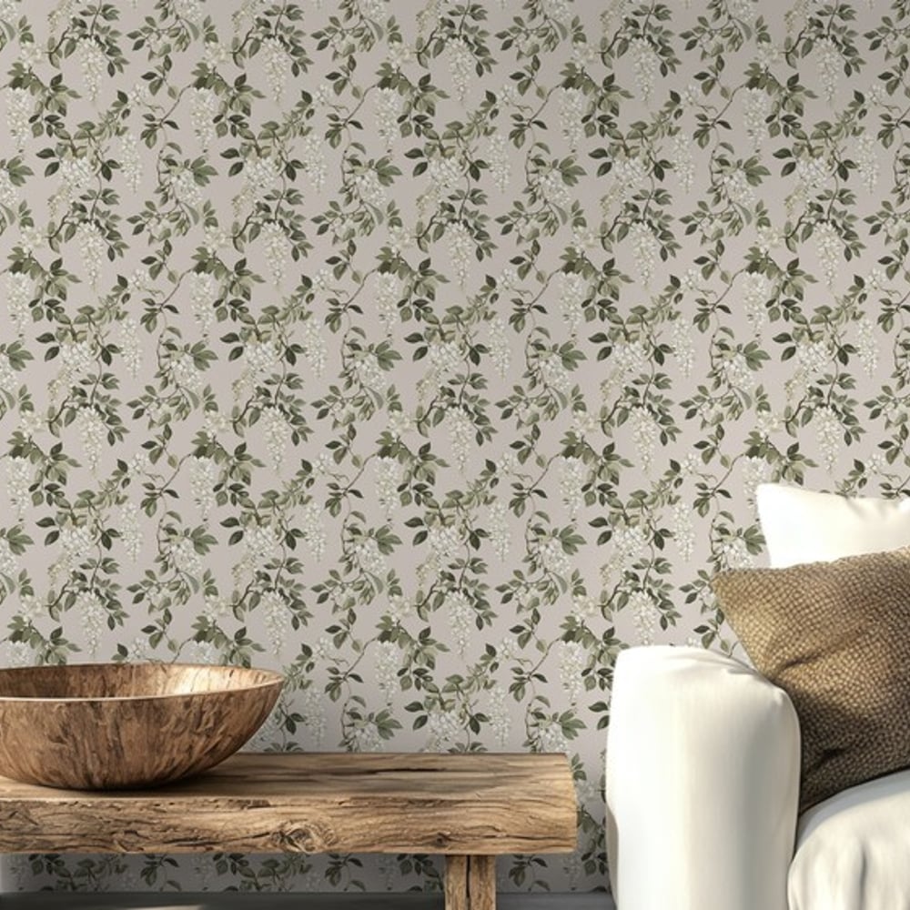 Jens Beige - Papiers peints - Beige - Salon - Floral - Scandza - Intissé
