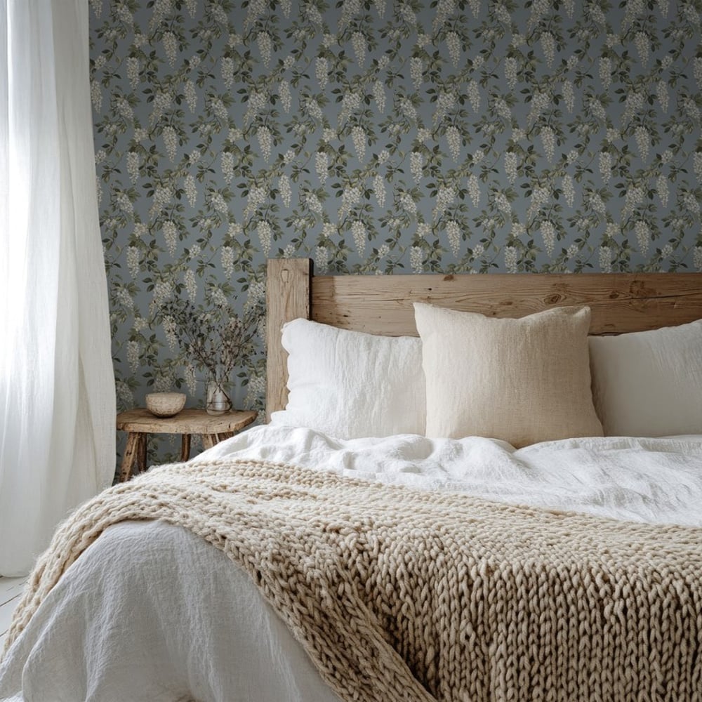 Jens Blue - Papiers peints - Bleu - Chambre - Floral - Scandza - Intissé