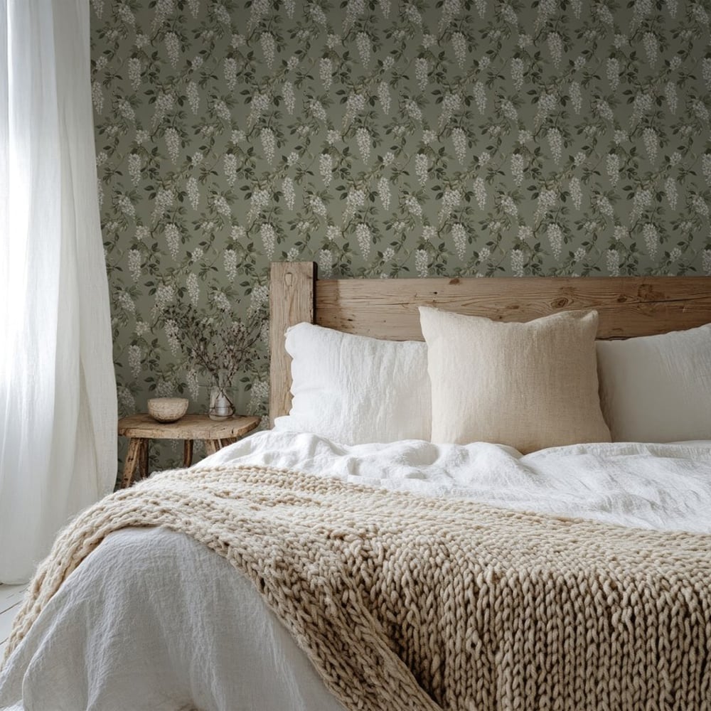 Jens Green - Papiers peints - Vert - Chambre - Floral - Scandza - Intissé