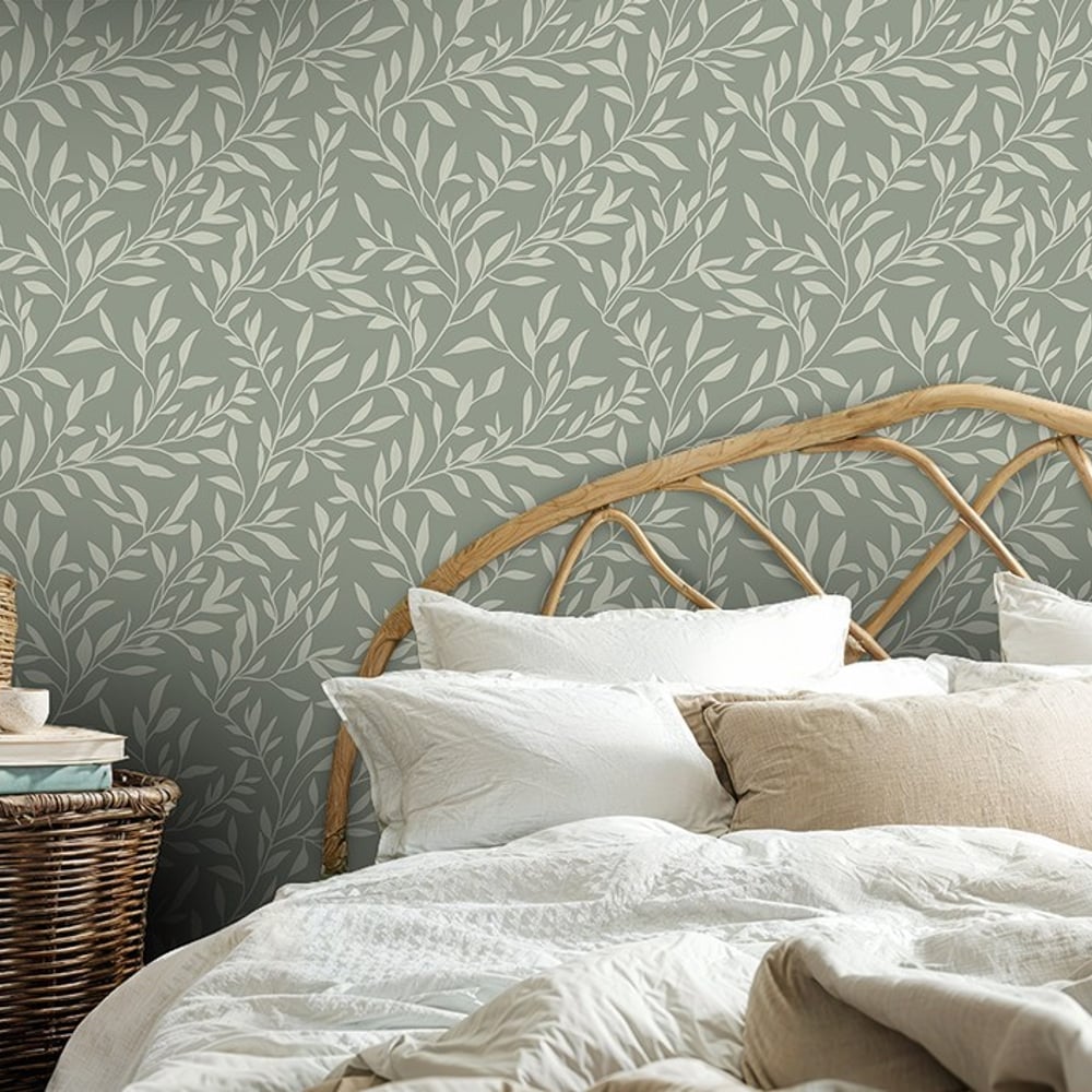 Johannes Green - Papiers peints - Vert - Chambre - Feuille - Scandza - Intissé