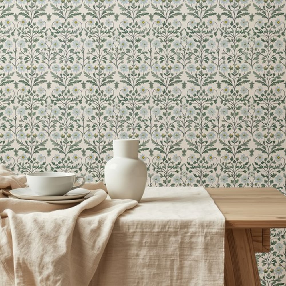 Jossan Blue - Papiers peints - Bleu - Entrée - Floral - Scandza - Intissé