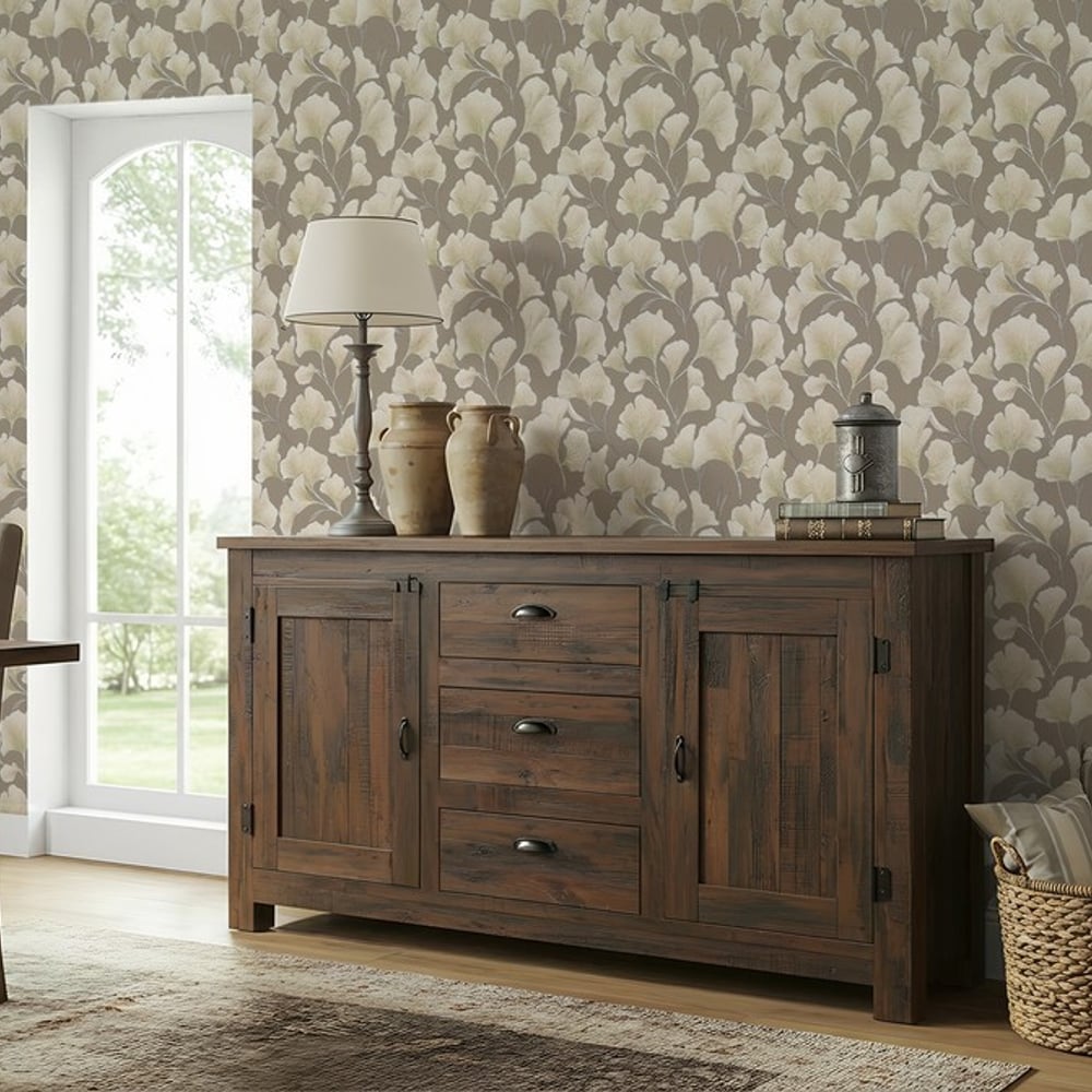 Kevin Beige - Papiers peints - Beige - Salon - Feuille - Scandza - Intissé