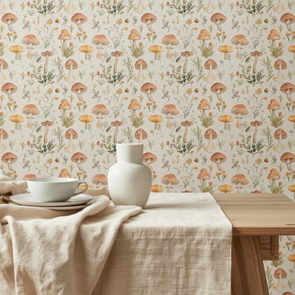 Anja Cream - Wallpaper - Beige - Kitchen - Floral - Scandza - Non-Woven