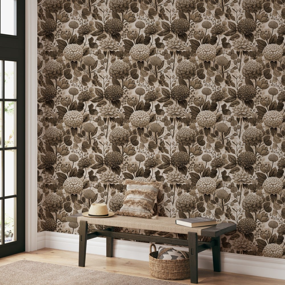 Antonia Brown - Papiers peints - Marron - Entrée - Floral - Scandza - Intissé