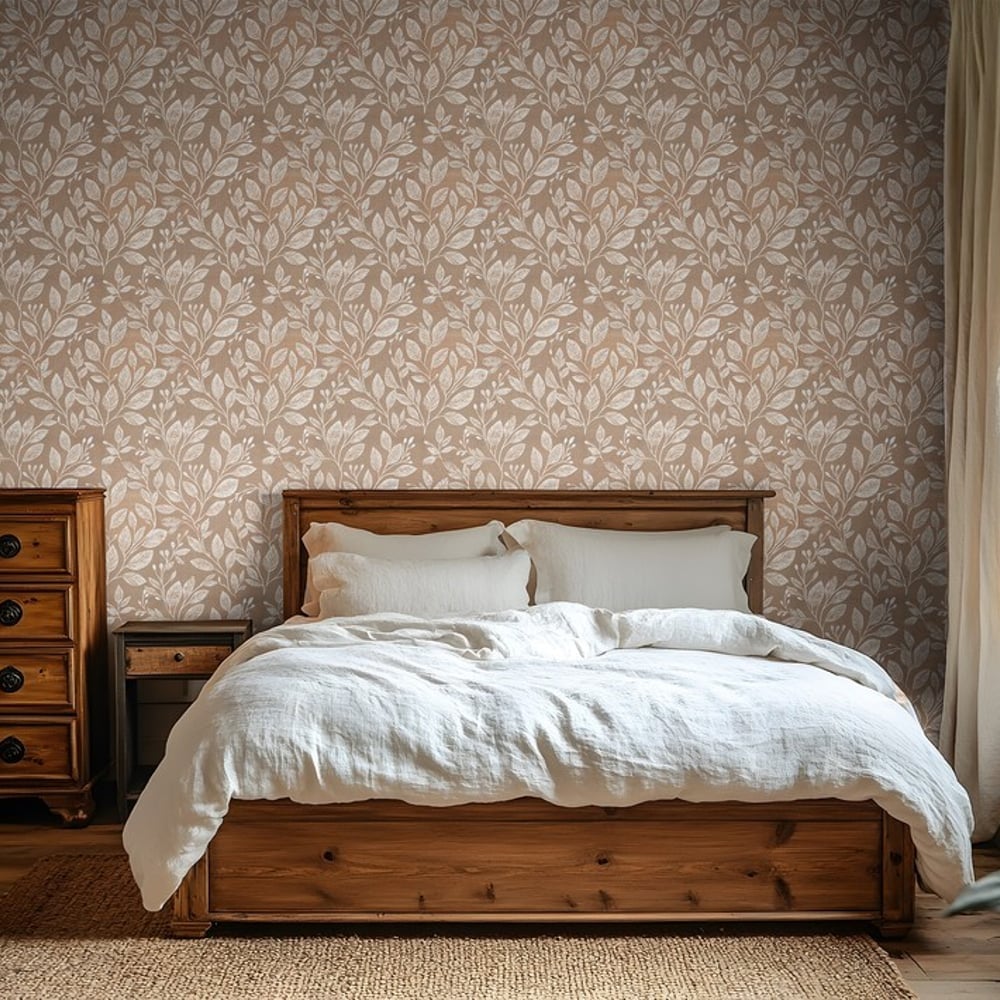 Leif Brown - Papiers peints - Marron - Chambre - Feuille - Scandza - Intissé