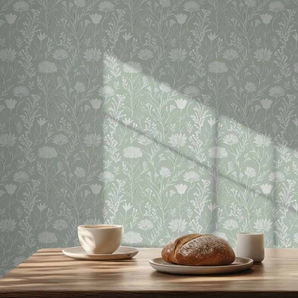 Josefina Green - Papiers peints - Vert - Chambre - Floral - Scandza - Intissé