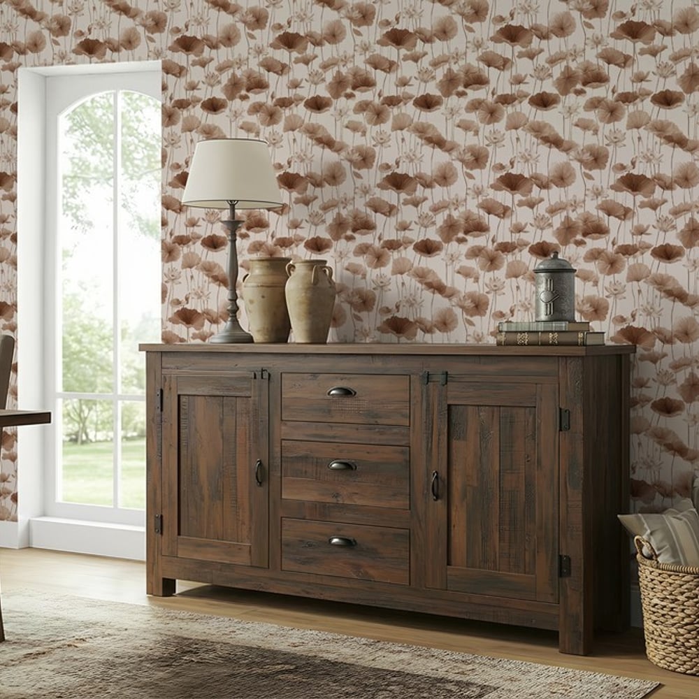 Evelina Brown - Papiers peints - Marron - Salon - Floral - Scandza - Intissé