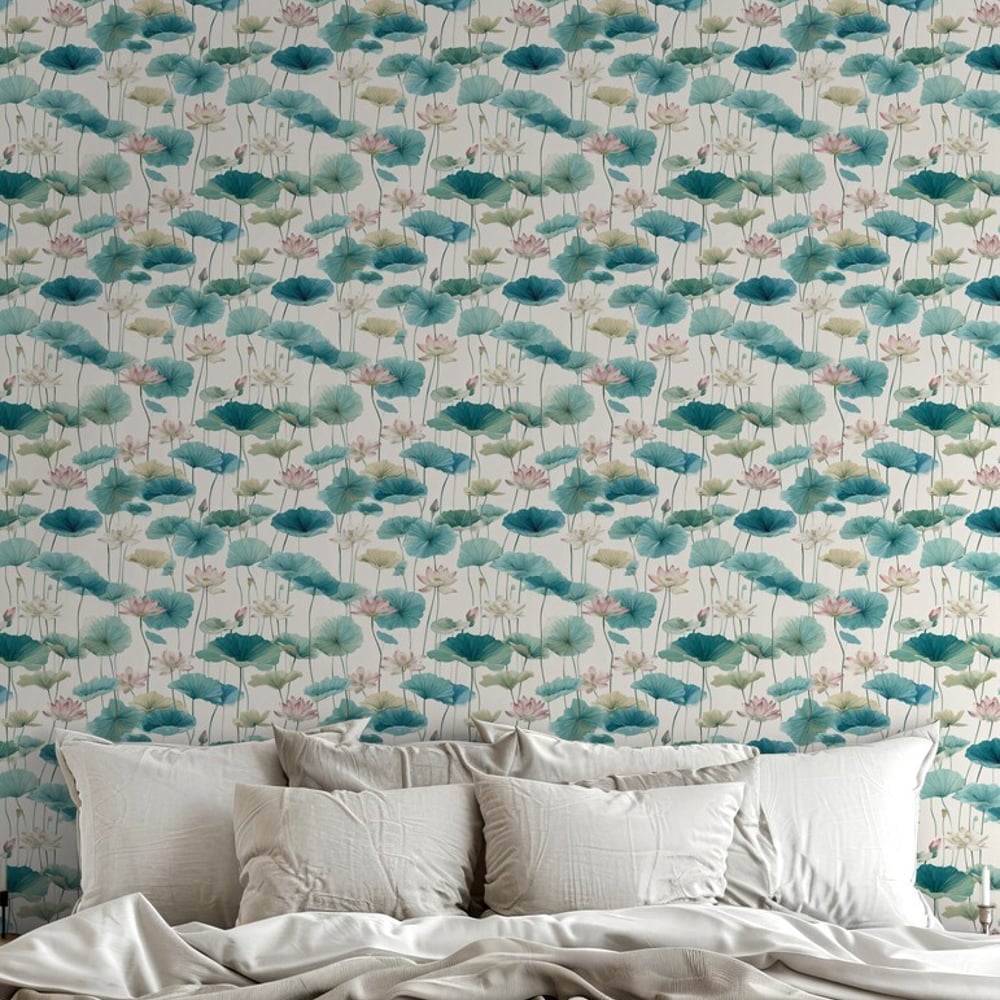 Evelina Blue - Papiers peints - Bleu - Chambre - Floral - Scandza - Intissé