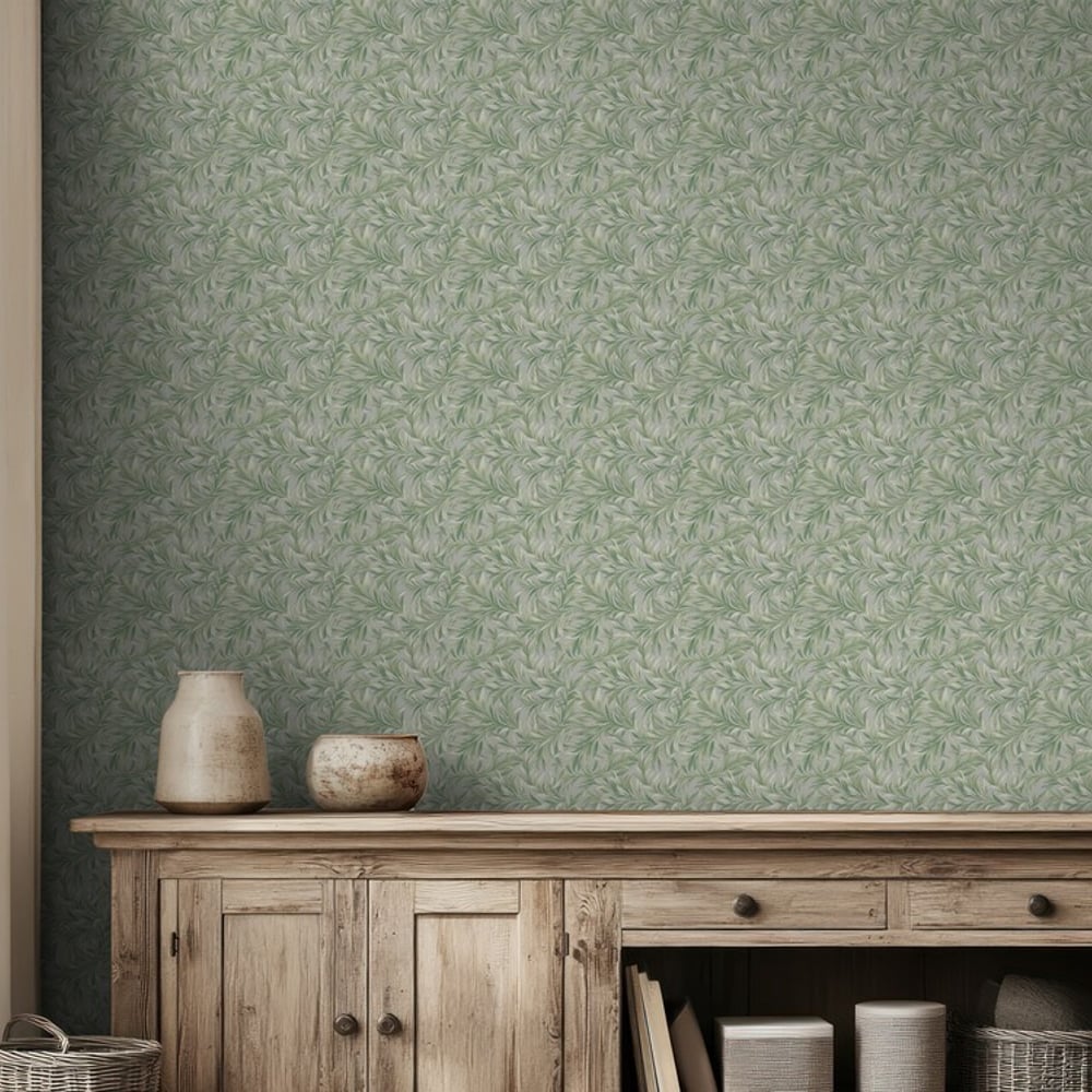 Hollie Green - Papiers peints - Vert - Salon - Feuille - Palette - Intissé