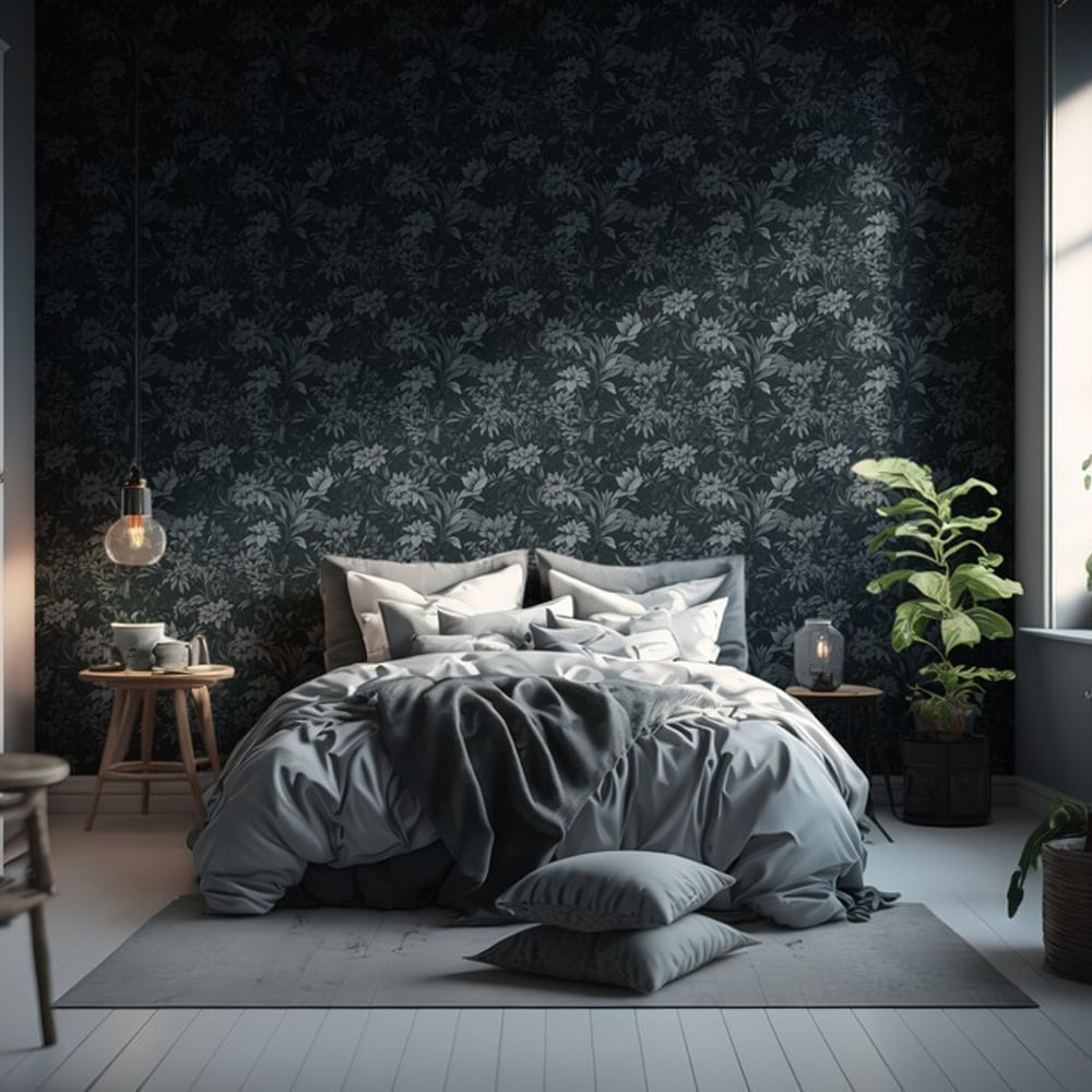 Jane Warm Grey - Papiers peints - Gris - Chambre - Floral - Palette - Intissé