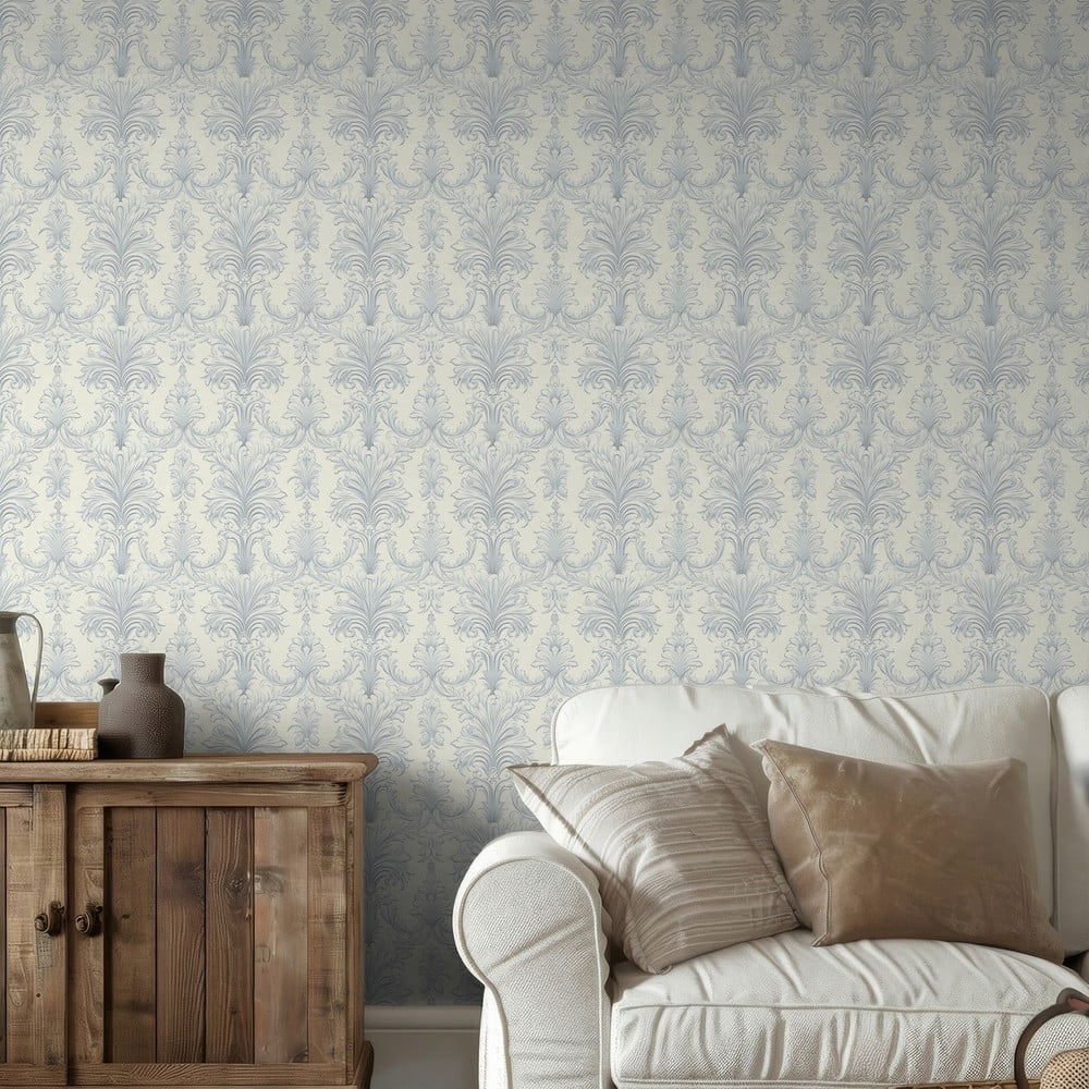 Mila Blue - Papiers peints - Bleu - Salon - Feuille - Palette - Intissé