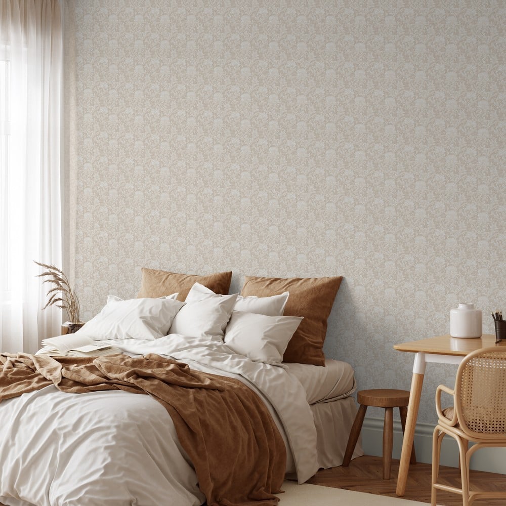 Maja Beige miniature - Papiers peints - Beige - Chambre - Feuille - Palette - Intissé