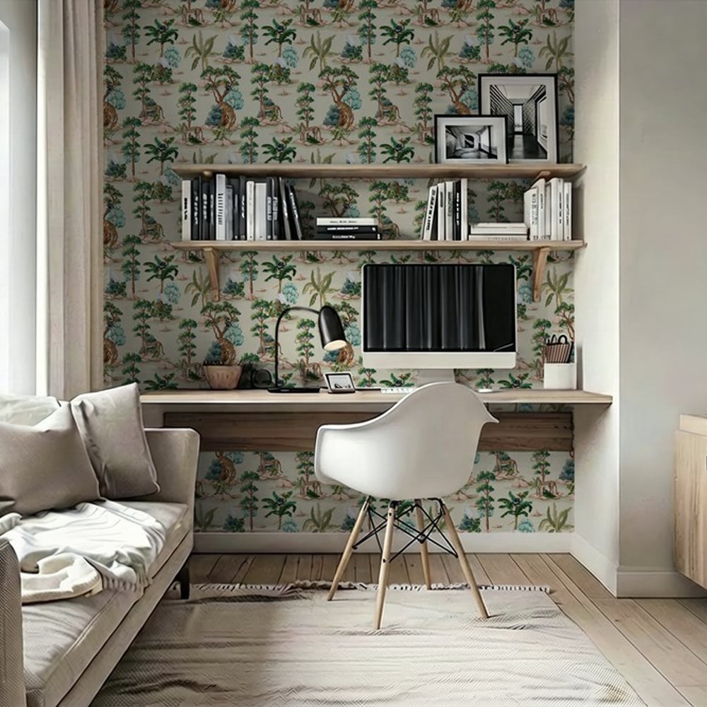 Jungle adventure Soft colour - Papiers peints - Vert - Bureau - Animal - Palette - Intissé