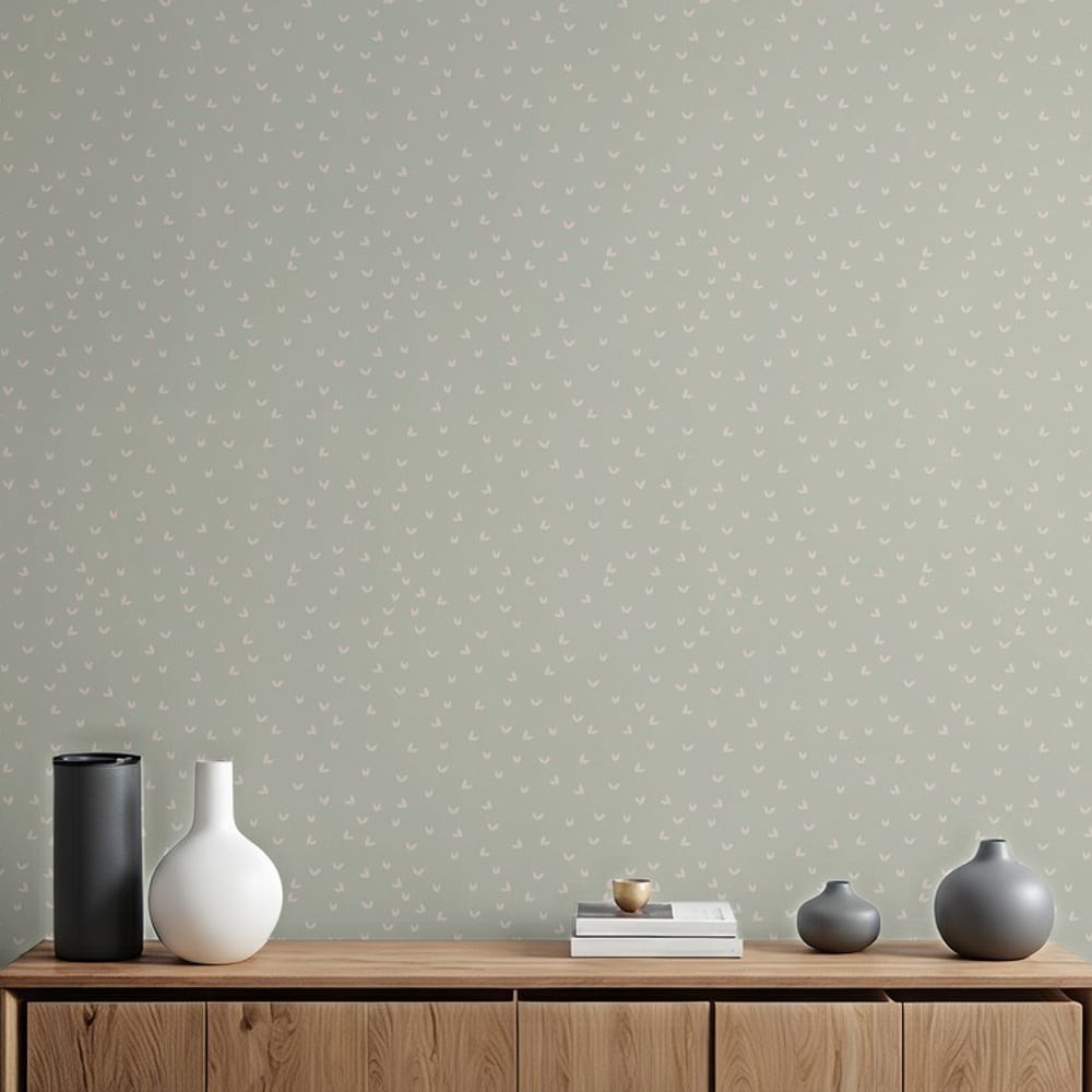 Little leaves in the wind in Green - Papiers peints - Vert - Salon - Floral - Palette - Intissé