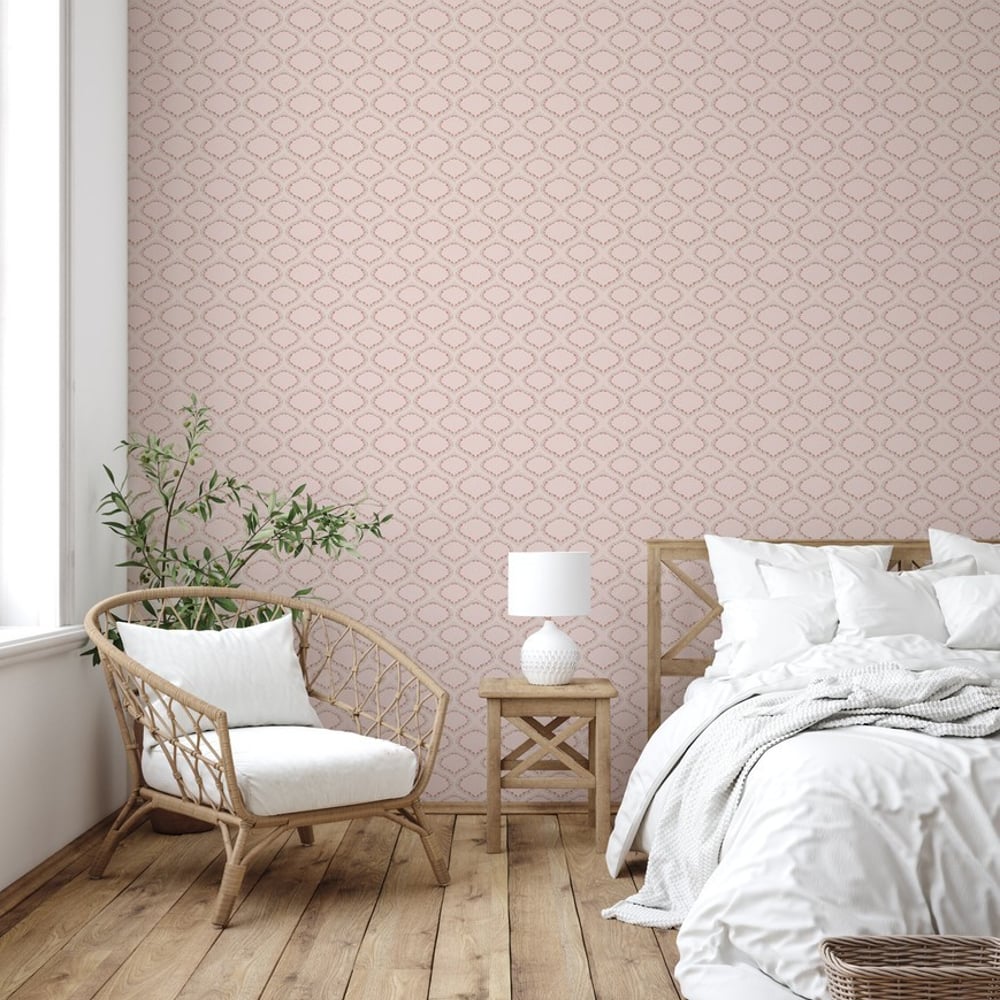 Ogee and Roses in Pink - Papiers peints - Rose - Chambre - Floral - Palette - Intissé
