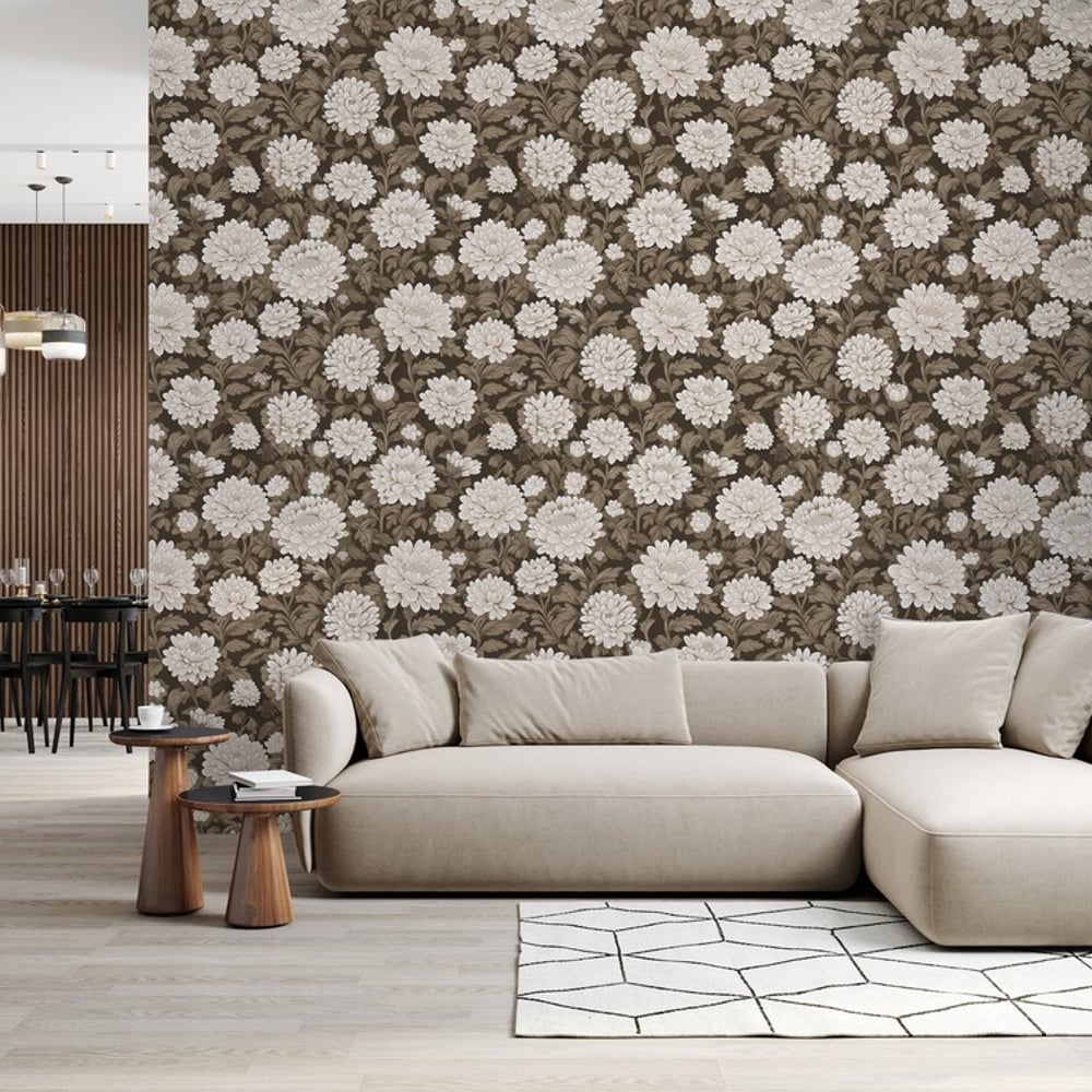 Hildegard Beige - Papiers peints - Beige - Salon - Floral - Palette - Intissé