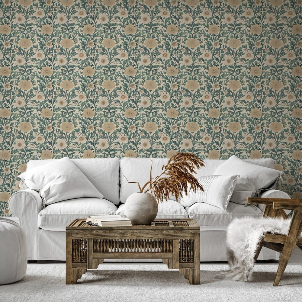 Jennifer Beige - Papiers peints - Beige - Salon - Floral - Palette - Intissé