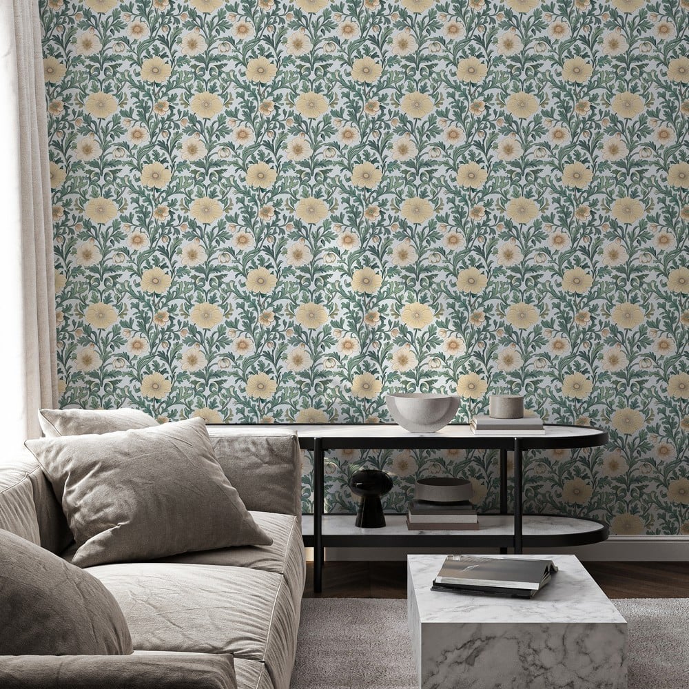 Jennifer Blue - Papiers peints - Bleu - Salon - Floral - Palette - Intissé