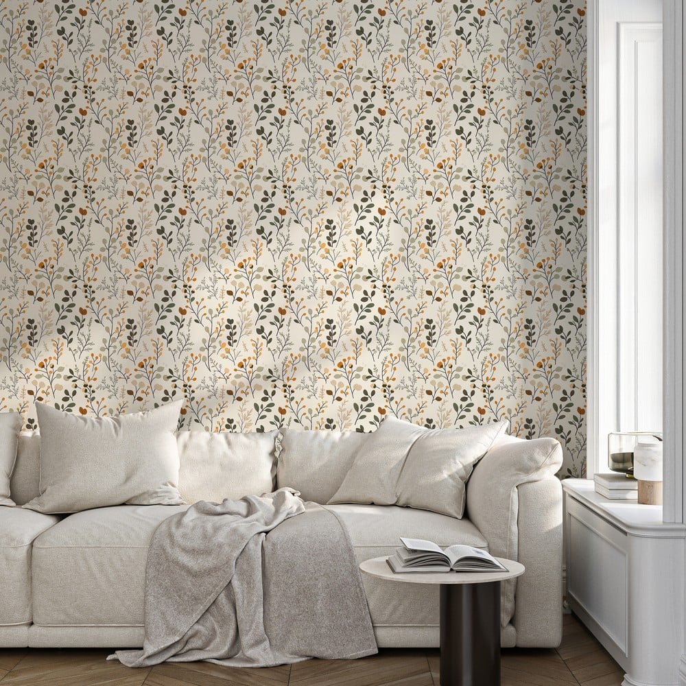 Konrad Beige - Papiers peints - Beige - Salon - Feuille - Palette - Intissé