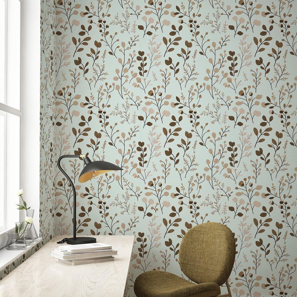 Konrad Green - Papiers peints - Vert - Bureau - Feuille - Palette - Intissé