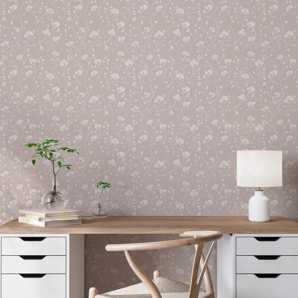 Meja Pink - Papiers peints - Rose - Bureau - Floral - Palette - Intissé