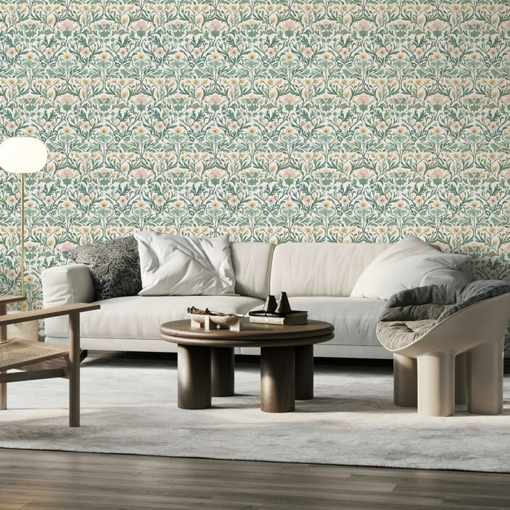 Rakel Beige - Papiers peints - Beige - Salon - Floral - Palette - Intissé