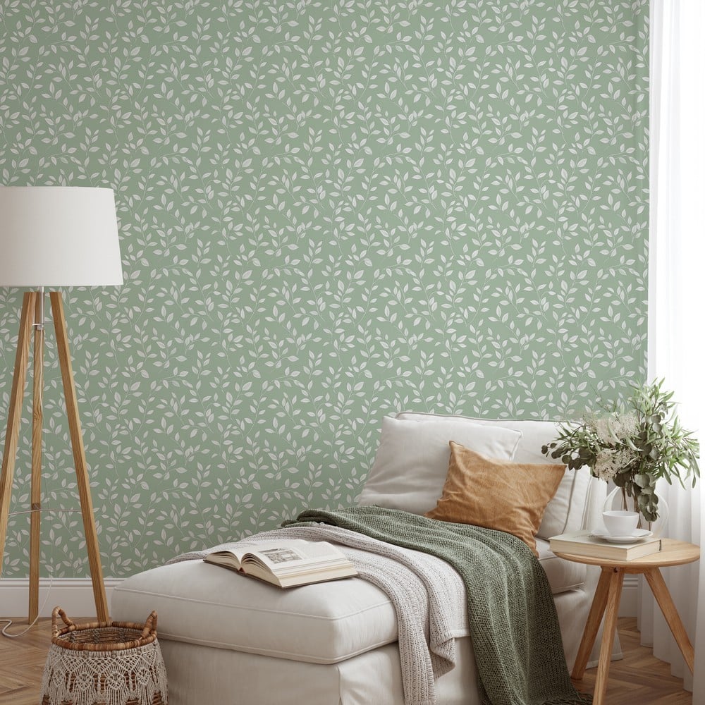 Rasmus Green - Papiers peints - Vert - Salon - Feuille - Palette - Intissé