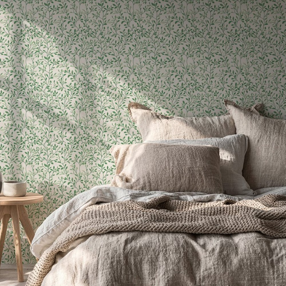 Sverker Beige - Papiers peints - Beige - Chambre - Feuille - Palette - Intissé