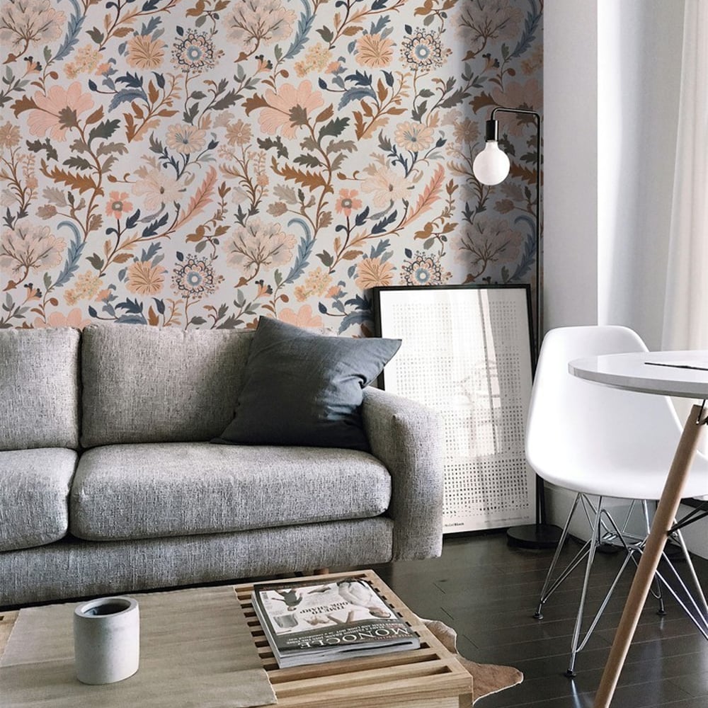 Bodil Grey - Tapetit - Harmaa - Olohuone - Kukkakuvioinen - Palette - Non-Woven