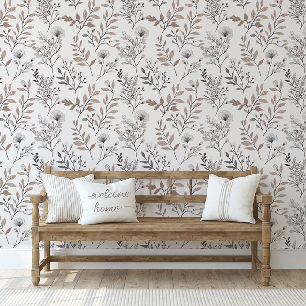 Celine White - Tapetit - Valkoinen - Eteinen - Kukkakuvioinen - Palette - Non-Woven