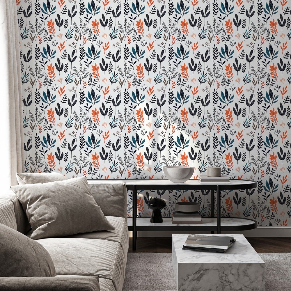 Jessica White - Papiers peints - Blanc - Salon - Feuille - Palette - Intissé
