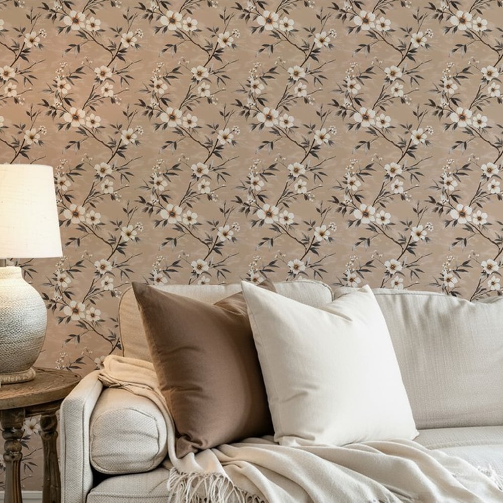 Denise Beige - Papiers peints - Beige - Salon - Floral - Palette - Intissé